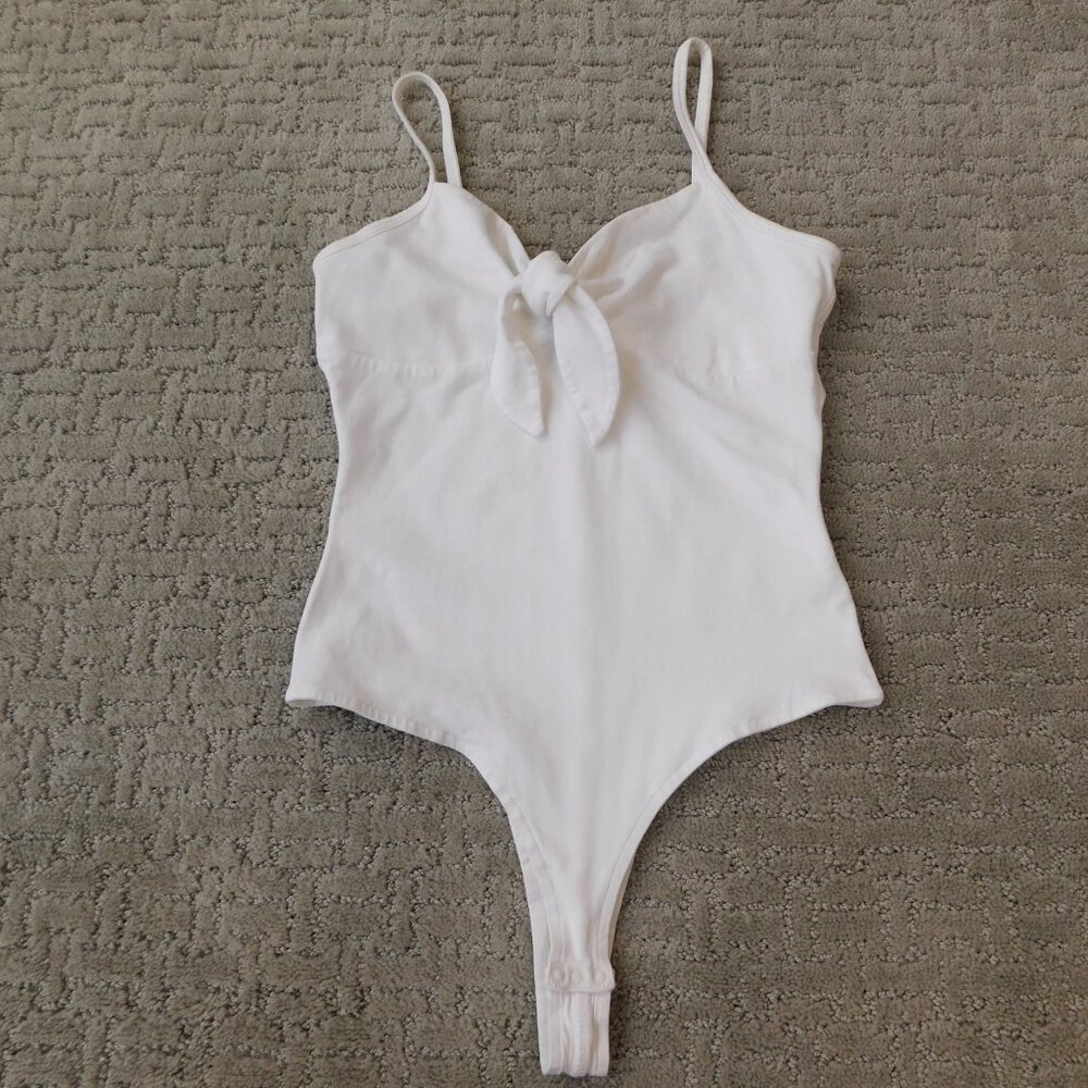 ATM Anthony Thomas Melillo White Cotton Knotted Thong Bodysuit | Y2K | EUC | S